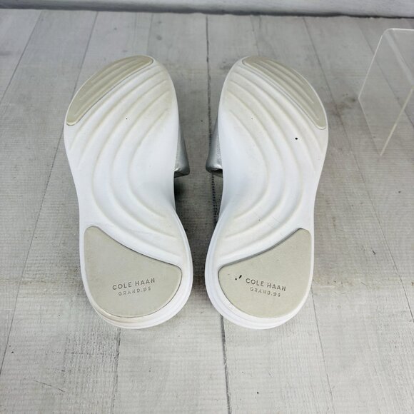 Cole Haan Grand. OS W13485 Leather Metallic Silver Comfort Slide Sandals Sz 6.5B - Picture 11 of 16